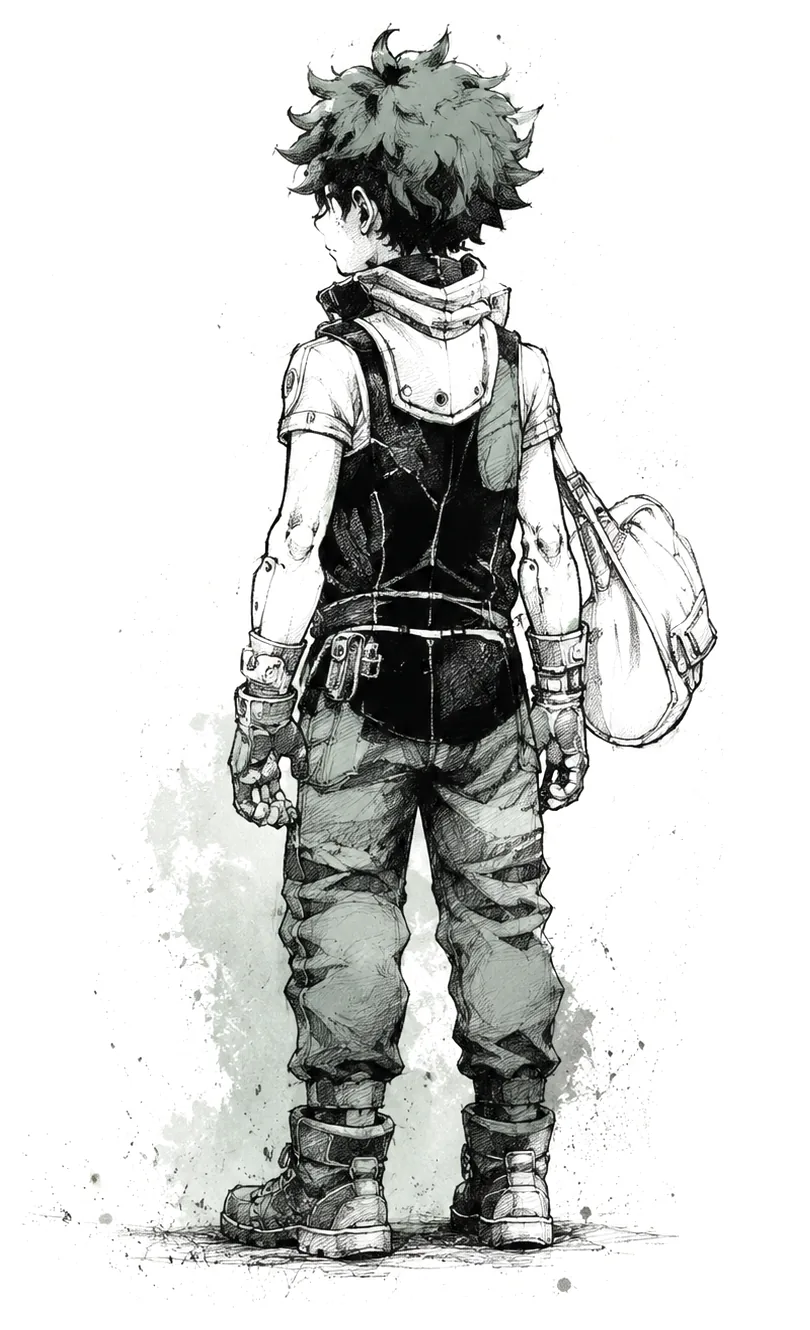 Midoriya de espaldas